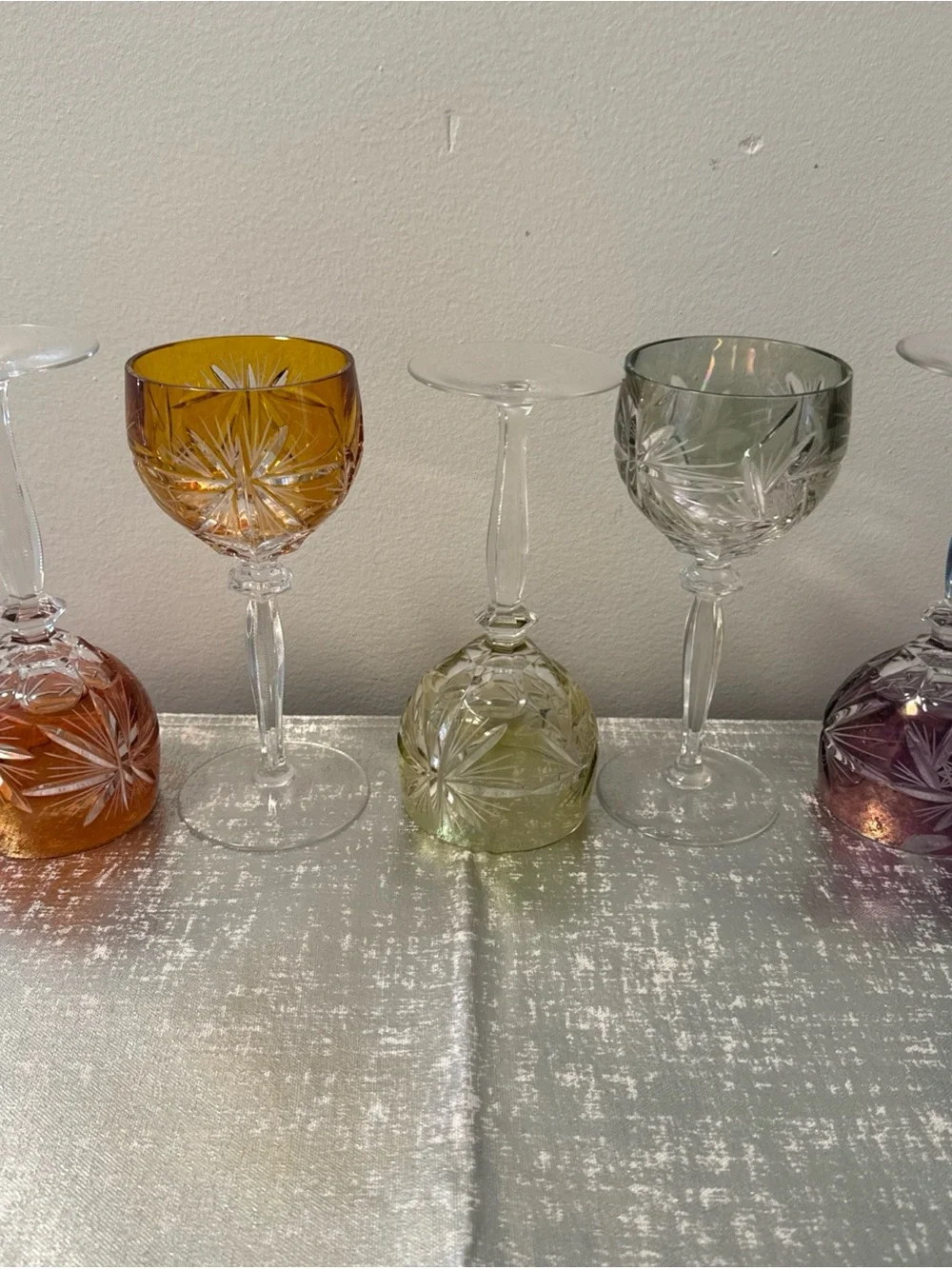 Multicolor Cut Crystal Wine Glasses - Set of 5